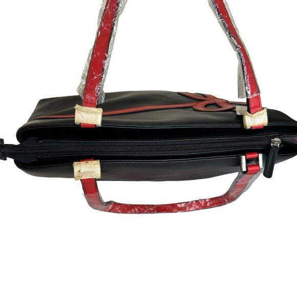 Roberta di Camerino Tote Shoulder Bag Ribbon Motif Leather red PVC Closed Zippe - Picture 6 of 16